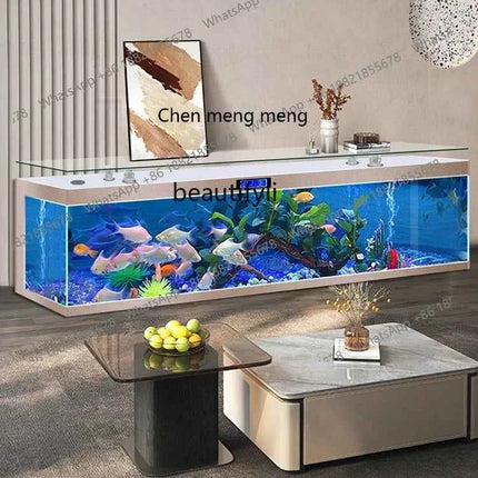 cc182l TV Cabinet Fish Tank Tea Table Integrated Aquarium Living Room Home Super White Glass Fish Globe