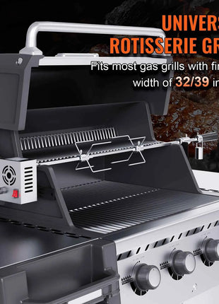 SucceBuy Universal Grill Rotisserie Kit for Grills, Electric BBQ Grill with 9W Motor Stainless Steel Automatic Grilling Kit
