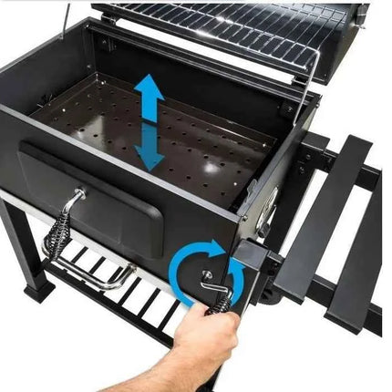 Charcoal Barbecue, Grill Cart, Includes 2 Grills, Shelves with Hooks, Adjustable Charcoal Tray, Barbecue Cart | Charcoal Grill