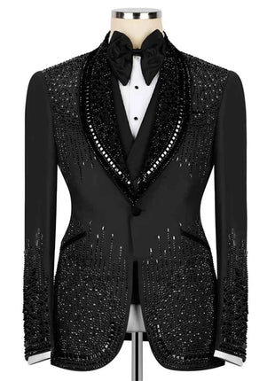 Abito Uomo Lusso con Cristalli Rhinestone - Tuxedo Sposo Slim Fit