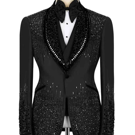 Abito Uomo Lusso con Cristalli Rhinestone - Tuxedo Sposo Slim Fit