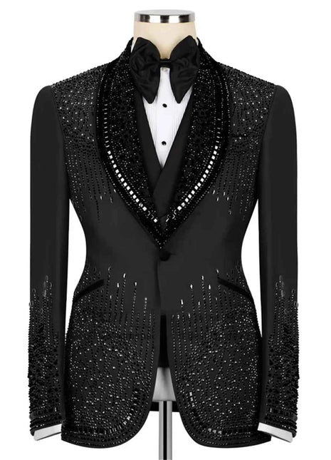 Abito Uomo Lusso con Cristalli Rhinestone - Tuxedo Sposo Slim Fit