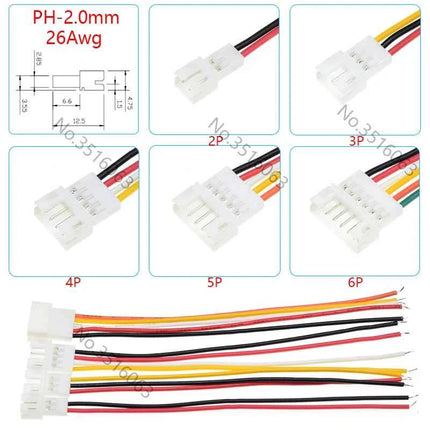 5/10 Pz Micro JST PH 2.0mm Maschio/Femmina Connettore Con Filo 100/200/300mm Cavo 2/3/4/5/6/8/10P Spille Ponticello Linea Per Arduino