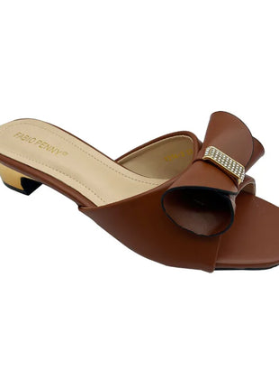 FABIO PENNY new design with plain bow elegant women's low-heeled slippers and mid-heeled sandals for dinner