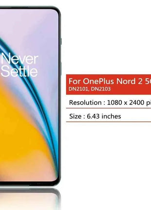 Super AMOLED For OnePlus Nord 2 Nord2 5G LCD DN2101, DN2103 Display Touch Screen Digitizer Panel Assembly For 1+Nord 2 LCD