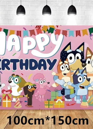 Palloncini Bluey Bingo Party Buon compleanno Banner Cane blu Palloncini Sfondo Adesivi Decorazione Cake Topper Stoviglie usa e getta