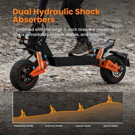 TOFUN TF5 PRO Adult Electric Scooter 1200W*2 Motor 48V18.2AH Battery Off-Road Escooter 11" Off-Road Tire Foldable E-Scooter