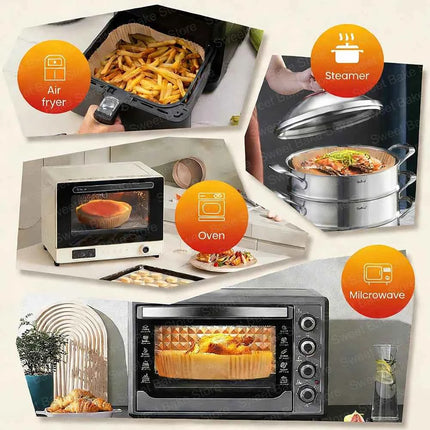 Disposable Baking Accessories for Most AirFryers, Non-Stick Waterproof Oilproof Cooking Paper, Square, for Oven and Air Fryers