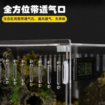 Acrylic Terrarium Enclosure With Thermometer For Reptiles And Invertebrates Desktop Display Box For Kids Gift For Hobbyists