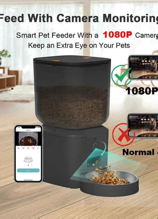 5G Automatic Cat Feeder With 1080p Camera Video WiFi Cat Food Dispenser Pet Smart Voice Recorder Remote Control Pet Auto Feeder