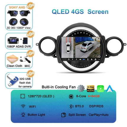 Android16 Radio Qled For BMW MINI Cooper R56 R60 2007 - 2014 Car intelligent systems Navigation GPS Carplay Android auto WIFI+5G