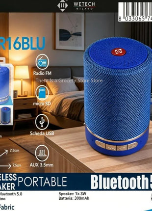 Altoparlante Bluetooth 5.0 Portatile in Tessuto, Mini Speaker Wireless 3W con Supporto Radio FM, Scheda TF, AUX, USB, per Uso Esterno