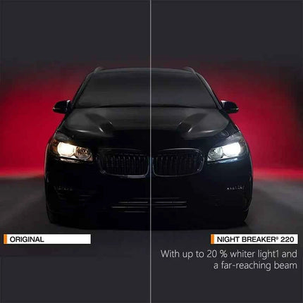 OSRAM Night Breaker 220 Car Lamps H4 H7 H11 Halogen Headlight +220% Power Bright +150m Long Beam Original Light 12V Germany, 2x