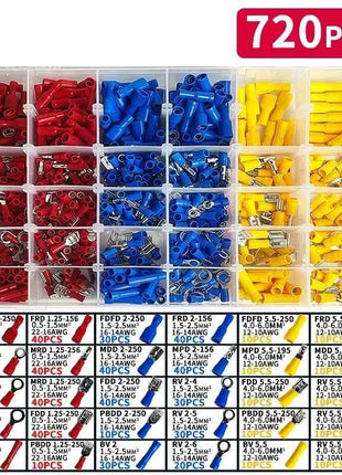 Assorted Electrical Crimp Terminal Kit 280/1500pcs - Cold Pressed Male Female Quick Connect Lugs for DIY & Repairs