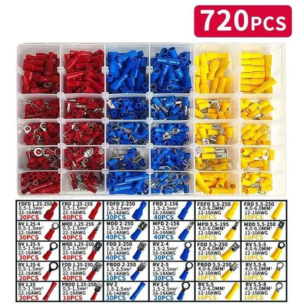 Assorted Electrical Crimp Terminal Kit 280/1500pcs - Cold Pressed Male Female Quick Connect Lugs for DIY & Repairs