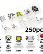 100/200/250 Pcs 10 Types Miniature Momentary Tactile Push Button Switch Trigger Combined Kit Suitable for Car Remote Key with Pl