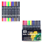 Set Pennarelli Manga Dual Tip 12/24/36/120 Colori Acquerello Fineliner per Calligrafia e Arte