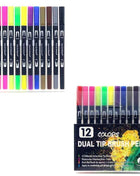 Set Pennarelli Manga Dual Tip 12/24/36/120 Colori Acquerello Fineliner per Calligrafia e Arte