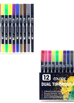 Set Pennarelli Manga Dual Tip 12/24/36/120 Colori Acquerello Fineliner per Calligrafia e Arte