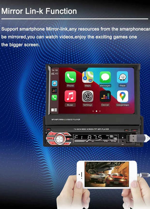 1 Din MP5 Player 7 Inch Carplay Android Auto Universal  Manual Automatic Retractable Touch Screen Car Player FM Radio