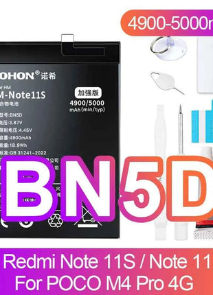 NOHON Battery for Xiaomi Redmi Note 13 12 11 10 Pro 9 8 7 6 5 4 11S 10S 9S Batteries BN5P BN53 BN46 BN45 BN5D BP47 BP4K BM5T
