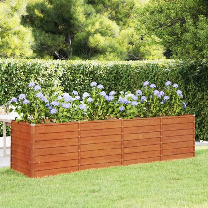 Garden flower box, 320x80x77 cm steel frame, villa courtyard combined planting trough, outdoor anti-corrosion planting box