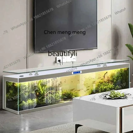 cc182l TV Cabinet Fish Tank Tea Table Integrated Aquarium Living Room Home Super White Glass Fish Globe
