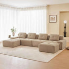 4-Seater Boneless Modular Sofa with U-Shaped Chair Length, Living Room Comfortably Padded Corduroy Cloud Sofa, Non-Slip Design