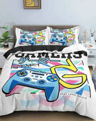 Gamepad Polyester Duvet Cover Set Colourful Button King Play Gamer Bedding Set Kids Teens Man Video Game for Child