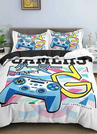 Gamepad Polyester Duvet Cover Set Colourful Button King Play Gamer Bedding Set Kids Teens Man Video Game for Child