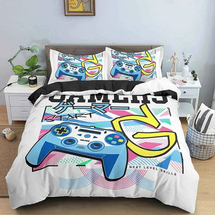 Gamepad Polyester Duvet Cover Set Colourful Button King Play Gamer Bedding Set Kids Teens Man Video Game for Child