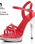 12cm Crystal Glitter Platform Sandals - Non-slip Transparent Wedding Shoes