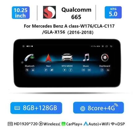10.25"Qualcomm 665 Wireless Carplay Android 14 For Mercedes Benz CLA C117 X117 X156 W176 2013-2019 Radio Multimedia ScreenStereo