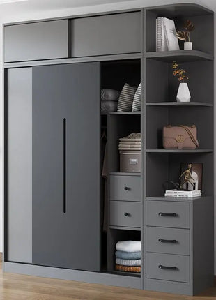 Nuovi Modelli di Armadio ad Angolo dal Design Semplice con Cassetti per lo Stoccaggio, Prezzo all'Ingrosso, Guardaroba in Legno Grigio Personalizzato per Camera da Letto
