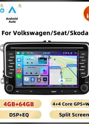 Podofo 6 + 128G 7 ''Car Stereo For VW/PASSAT/CADDY/POLO/BEETLE Multimedia Player Carplay Android Auto Type-C WIFI GPS Car Audio