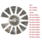 600 pz/scatola M1 M1.2 M1.4 M1.6 Kit di assortimento di dadi per viti piccole universali per occhiali da sole occhiali da vista strumenti di riparazione dell'orologio