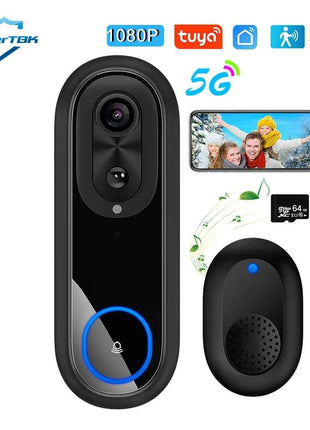 Campanello video WiFi 5G 2.4G Campanello senza fili 1080P Tuya APP Telecamera citofono intelligente Campanello impermeabile IP65 con batteria da 7000 mAh