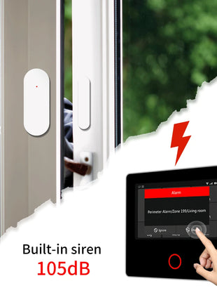 Staniot WiFi SecPanel 5 sistema di allarme domestico Wireless Tuya Smart 4.3 "Kit di sicurezza Touch Screen sirena integrata APP telecomando,Batteria integrata da 1500 mAh, supporto per Alexa
