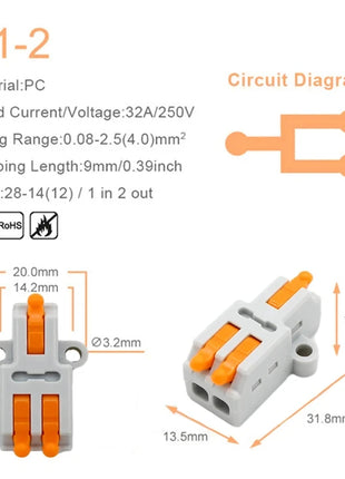 5/10PCS Universal Compact Wire Connector Quick Splitter Electrical Cable Terminal Block For 28-12AWG Small Wiring Connector