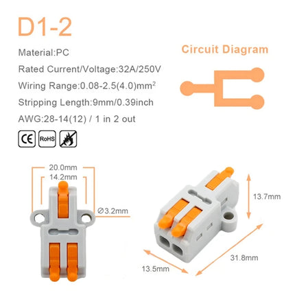 5/10PCS Universale Compatto Cavo Connettore Splitter Rapido Cavo Elettrico Morsettiera Per 28-12AWG Piccolo Connettore di Cablaggio