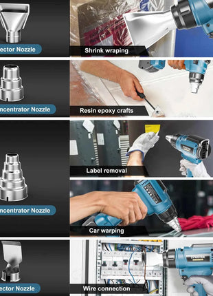 Electric Cordless Heat Gun For Bosch 18V Battery Hot Air Gun With 4pcs Nozzles Temperature Adjustment Shrink Wrapping Tool
