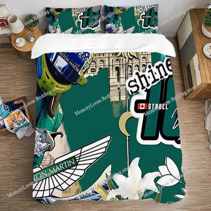 Single Double Large Size Queen Bed Comforter Sets A-Aston Martin Aramco Formula One TeamS Bedding Decorations Quilt Cover Set