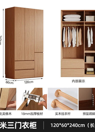 Armadio in Legno Massello di Rovere — Stile Nordico Scandinavo | Guardaroba Modulare per Camera da Letto