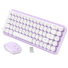 MIKIBY i68 Yellow Wireless Keyboard and Mouse Combo, 2.4G Retro Style Keyboard with Round Keycaps, Lightweight Membrane Keyboard
