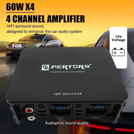 4-Channel Car Amplifier (60Wx4) 240W Max Power for Large Display Android Devices Audio Subwoofers and Speakers Car Stereo AMP