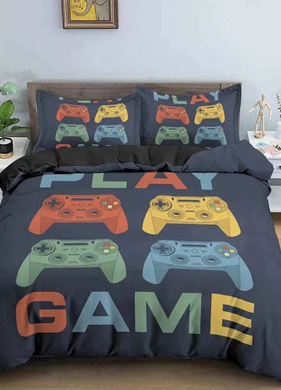 Gamepad Polyester Duvet Cover Set Colourful Button King Play Gamer Bedding Set Kids Teens Man Video Game for Child