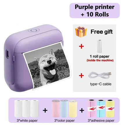 58mm Mini Portable Thermal Printer Wireless Pocket Photo Printer For IOS Android With USB Cable For Photo Sticker Label Printing