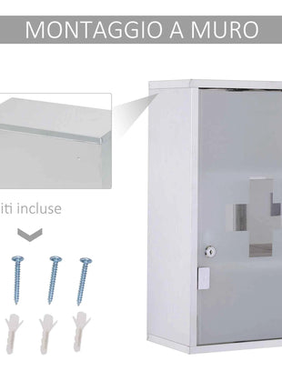 HOMCOM Medical Cabinet 50x30x18cm bathroom furniture Stainless Steel First Aid Box with lock