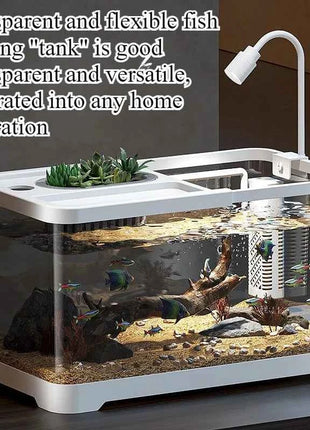 Fish tank household aquarium living room desktop ecological circulation tank filter oxygenation integrated tank with cover