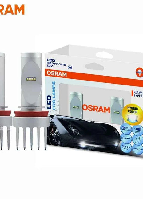 OSRAM LED Fog Lamps H8 H11 H16 65219CW 12V 10W 6000K Cool White Ice Blue LEDriving Kit Set Car LED Lamps More Bright Long Life